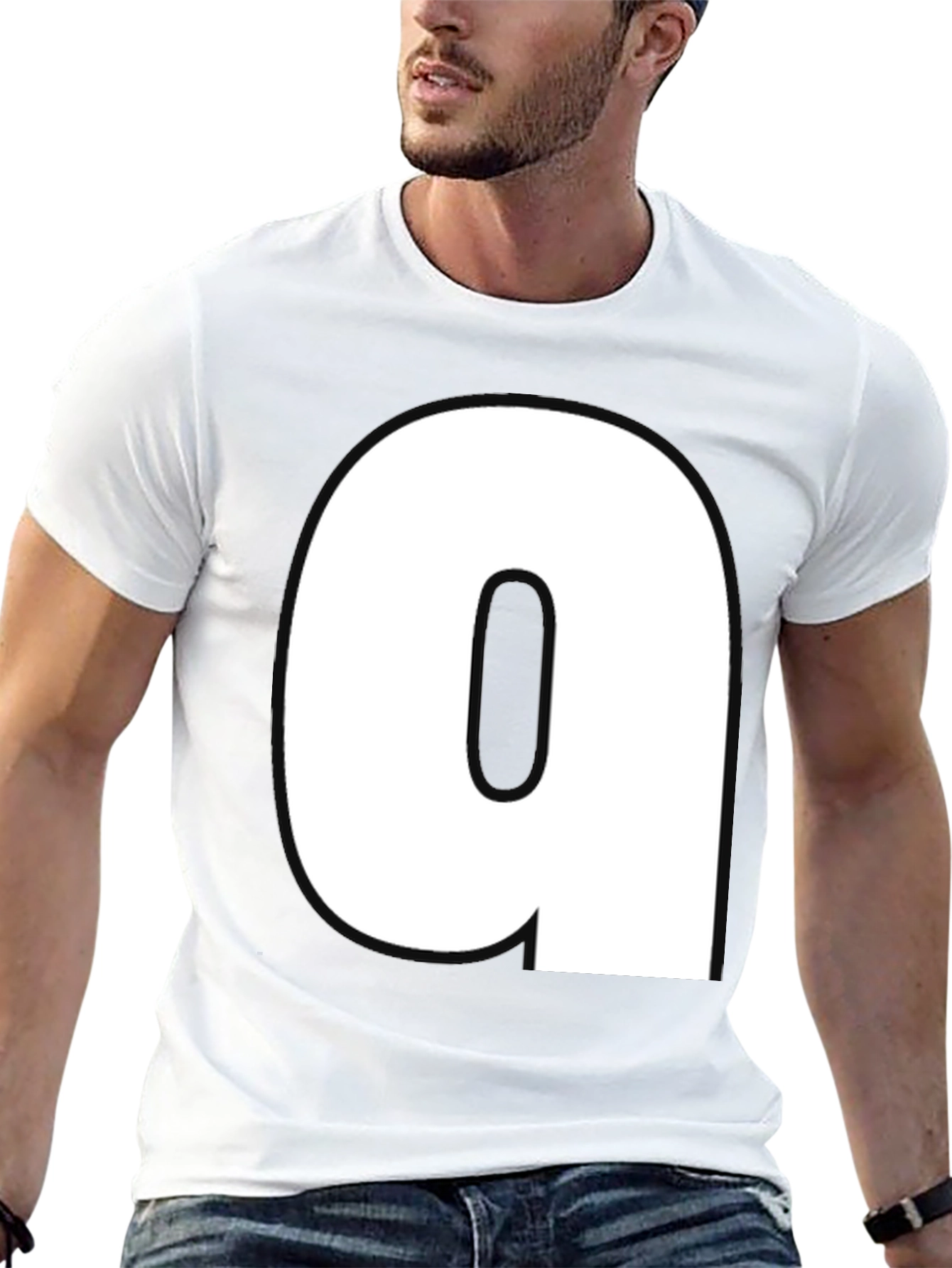 Black T-Shirt with Bold White a Design