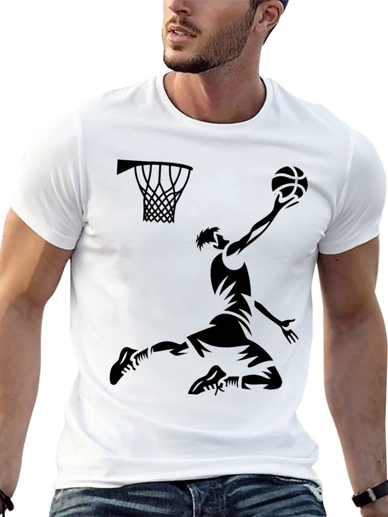 Basketball Dunk Graphic Tee - Black