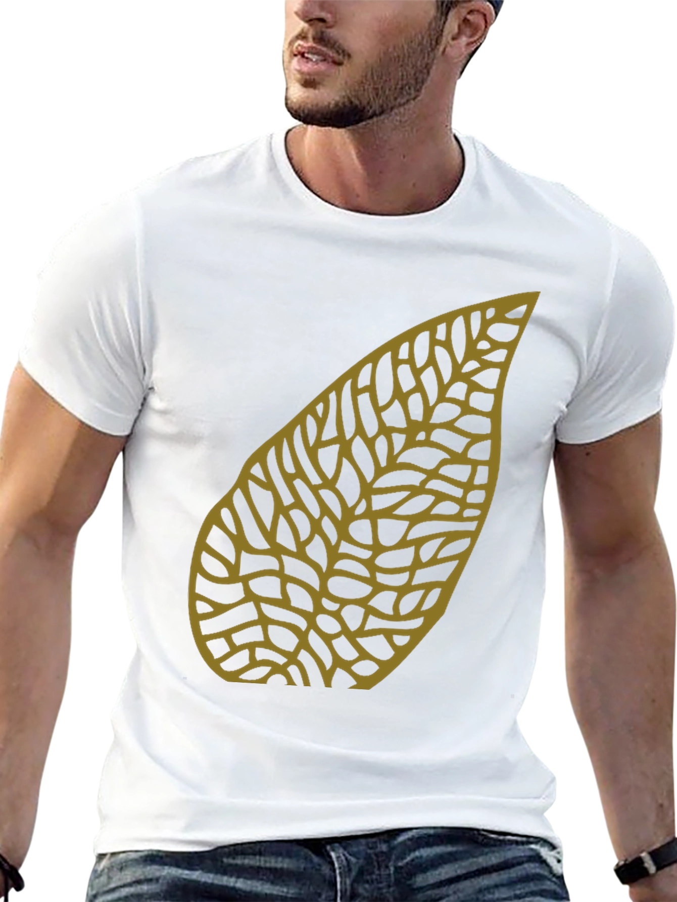 Leaf Pattern Black T-Shirt