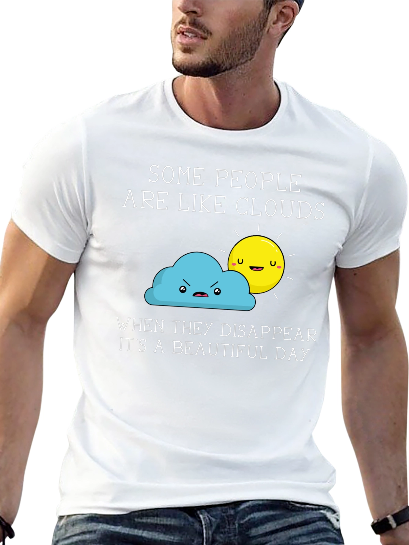 Funny Clouds & Sun Graphic T-Shirt