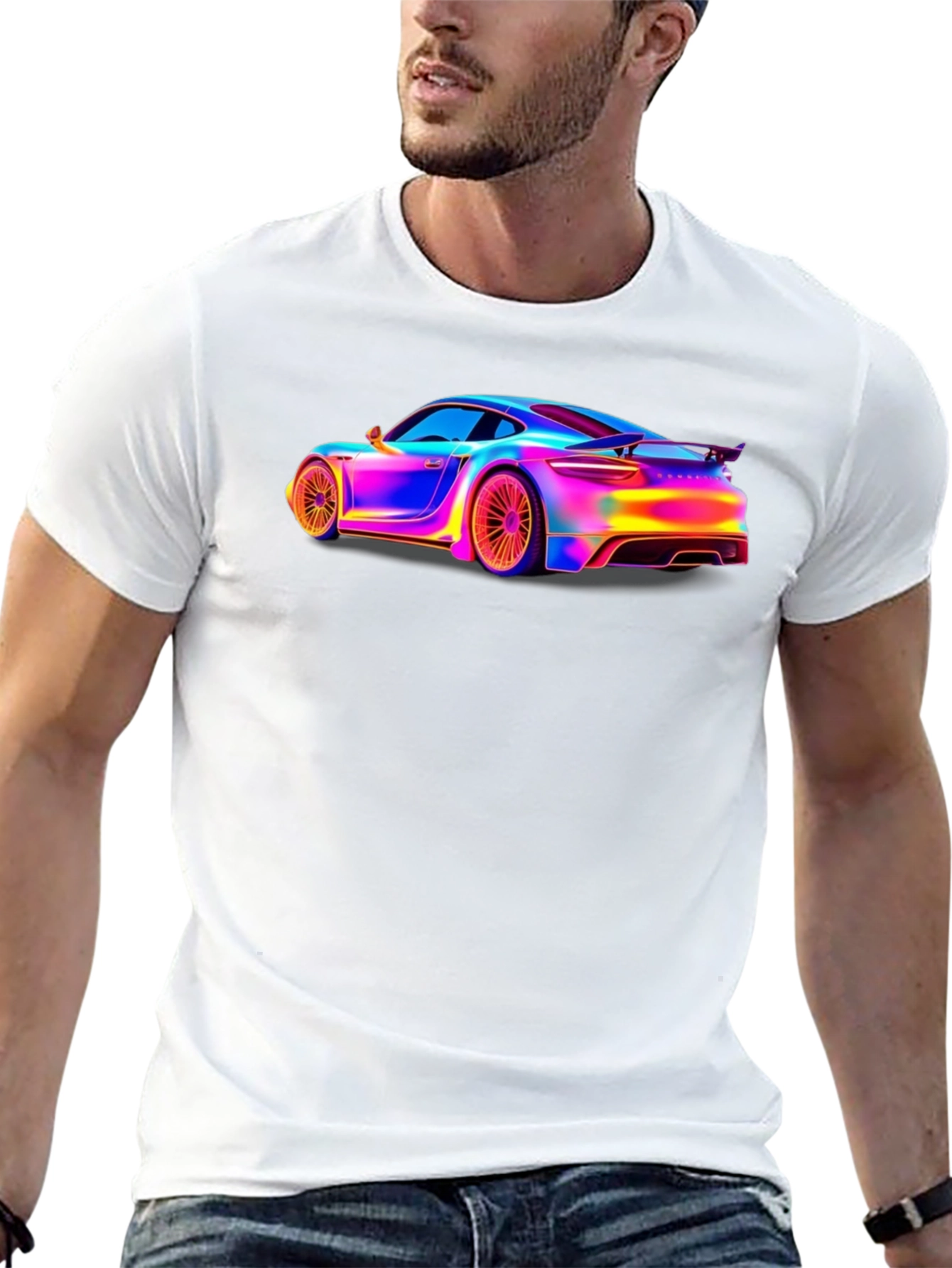 Neon Car Graphic Tee - Cool Automotive T-Shirt