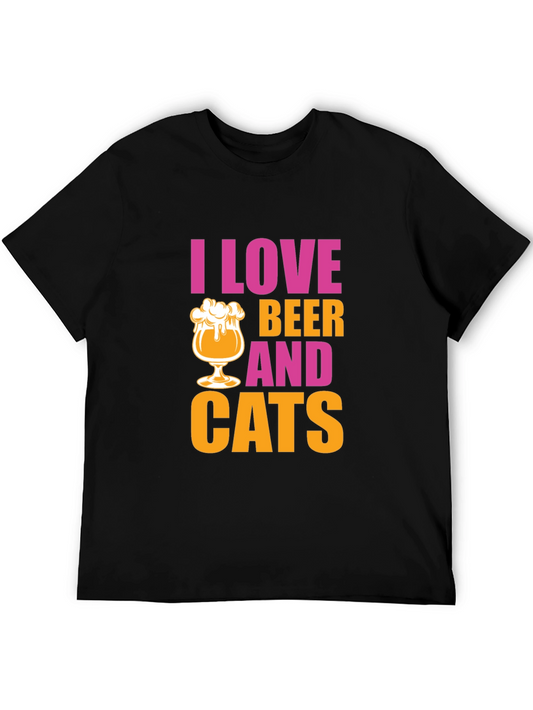 I Love Beer and Cats Graphic T-Shirt