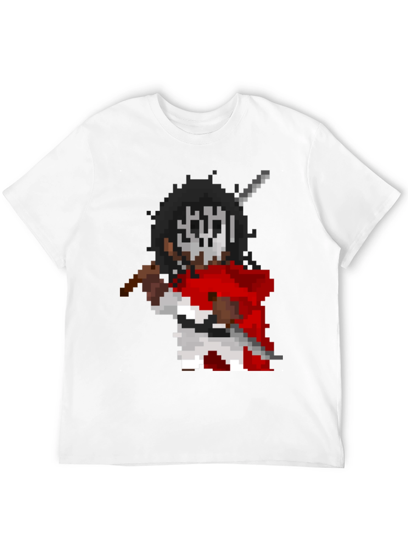 Pixel Art Warrior Graphic T-Shirt - Black