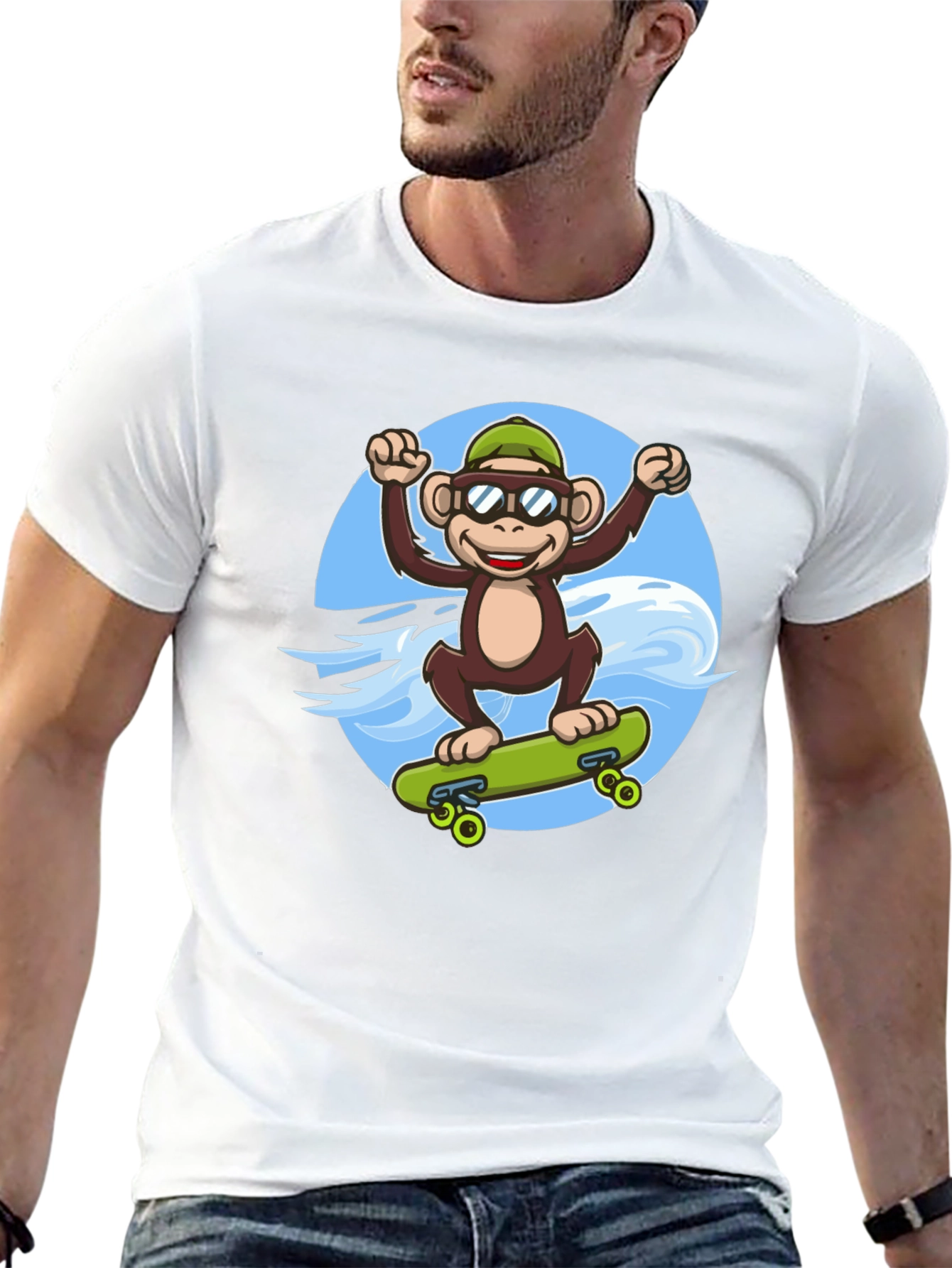 Monkey Skateboarder T-Shirt - Cool Graphic Tee