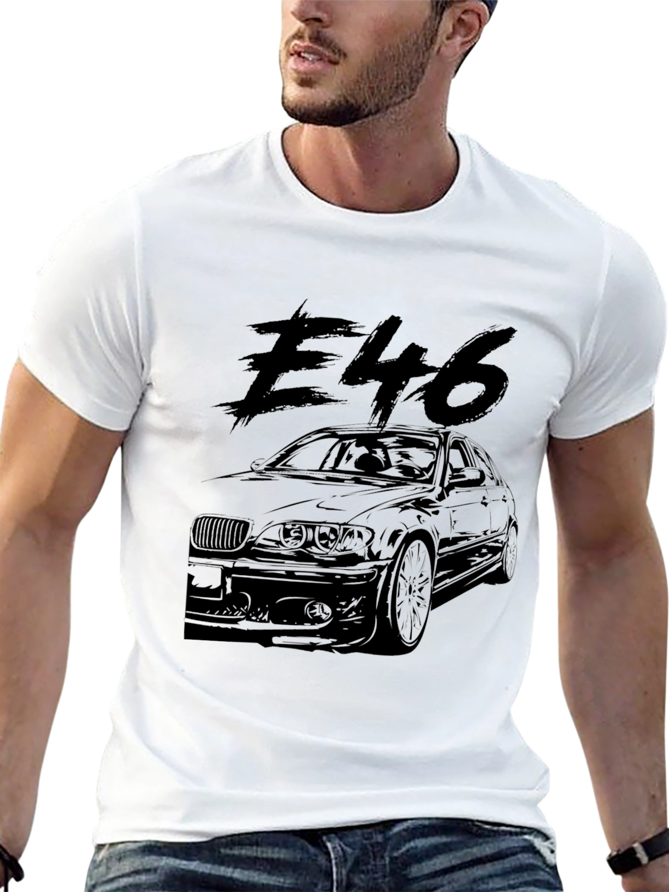 E46 Car Graphic T-Shirt - Black