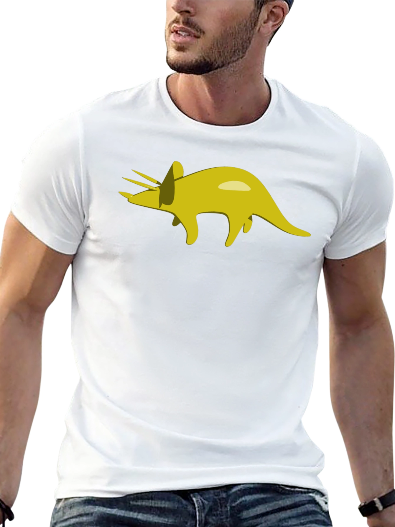 Triceratops Graphic Tee - Black Cotton T-Shirt