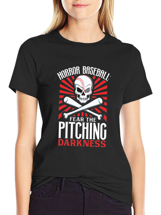 Horror Baseball Pitching Darkness Graphic T-Shirt