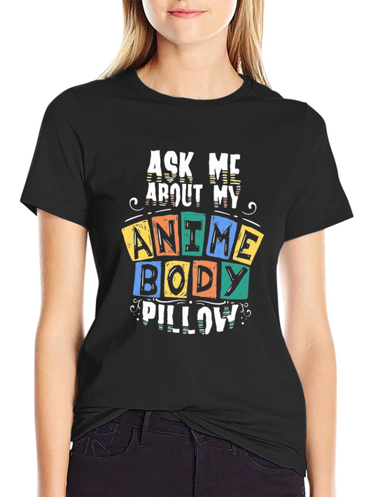 Anime Body Pillow Graphic Tee - Black