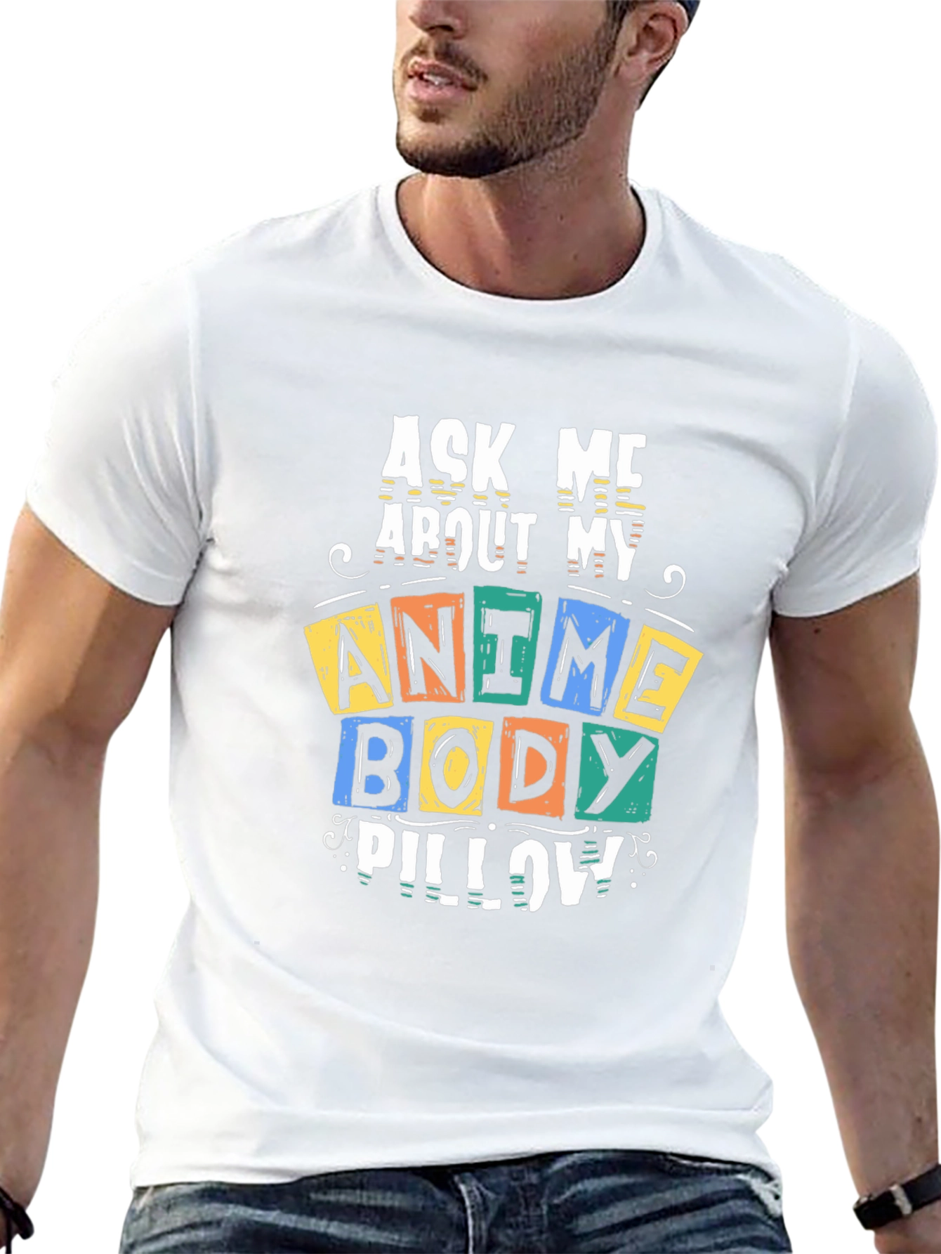 Anime Body Pillow Graphic Tee - Black