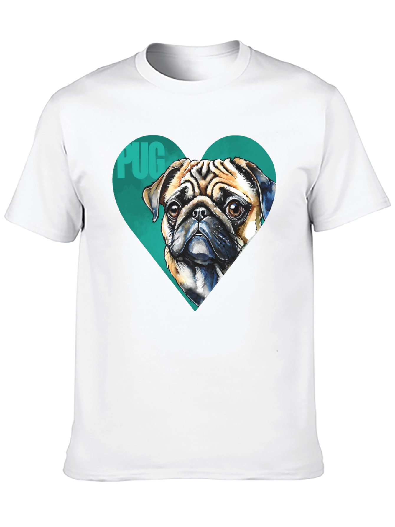 Pug Heart T-Shirt - Black Cute Dog Graphic Tee