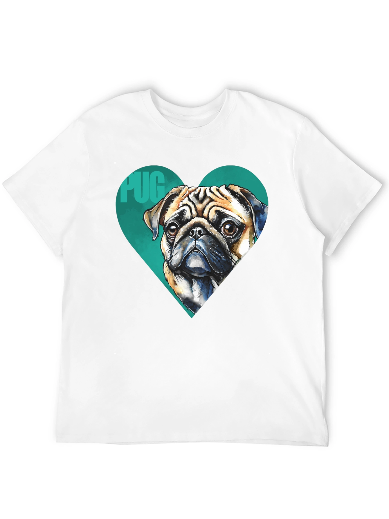Pug Heart T-Shirt - Black Cute Dog Graphic Tee