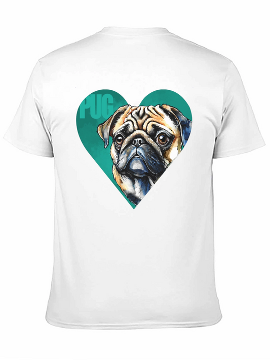 Pug Heart T-Shirt - Black Cute Dog Graphic Tee