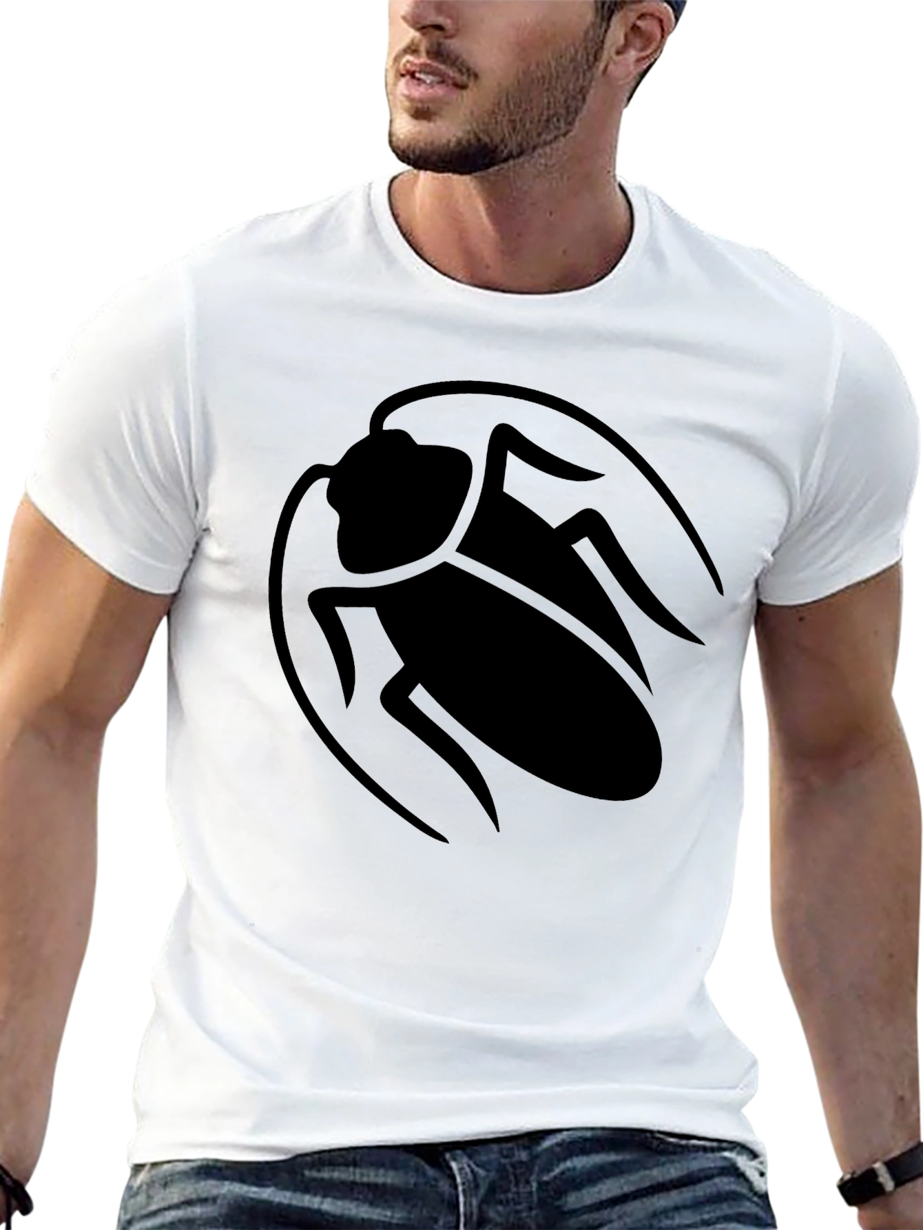 Black Roach Graphic Tee - Bold Insect Design