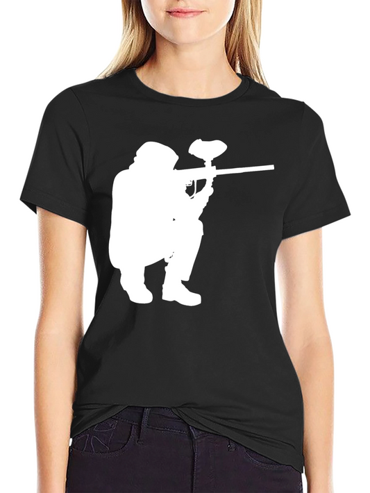Paintball Player Graphic Tee - Black Cotton T-Shirt
