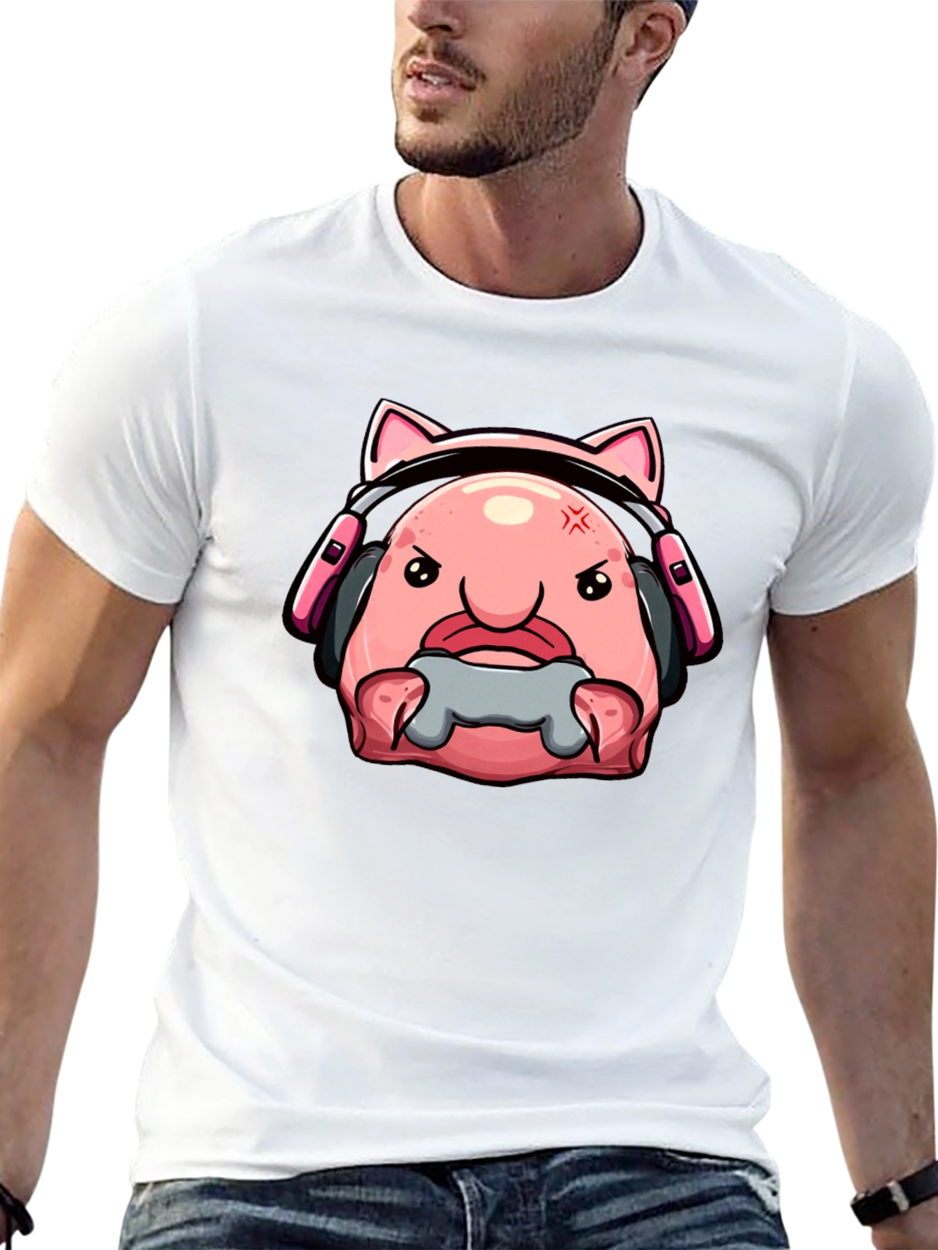 Gamer Blobfish T-Shirt - Angry Gaming Bloby