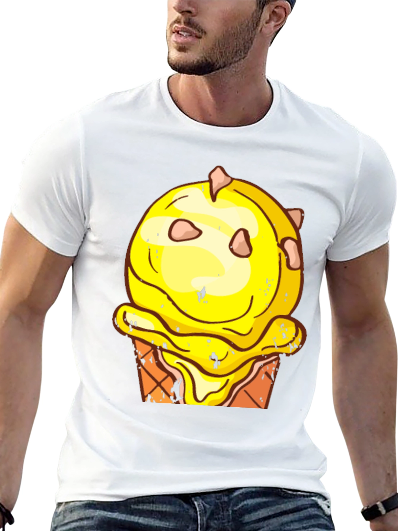 Ice Cream Cone Graphic Tee - Black Cotton T-Shirt