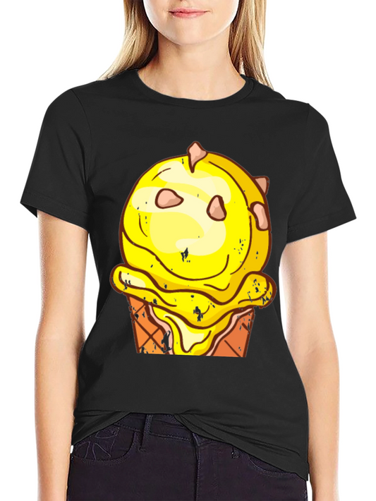 Ice Cream Cone Graphic Tee - Black Cotton T-Shirt