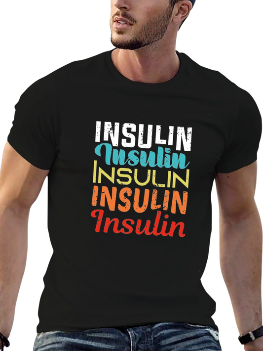 Insulin Stacked Graphic Print Tee - Black Cotton Blend
