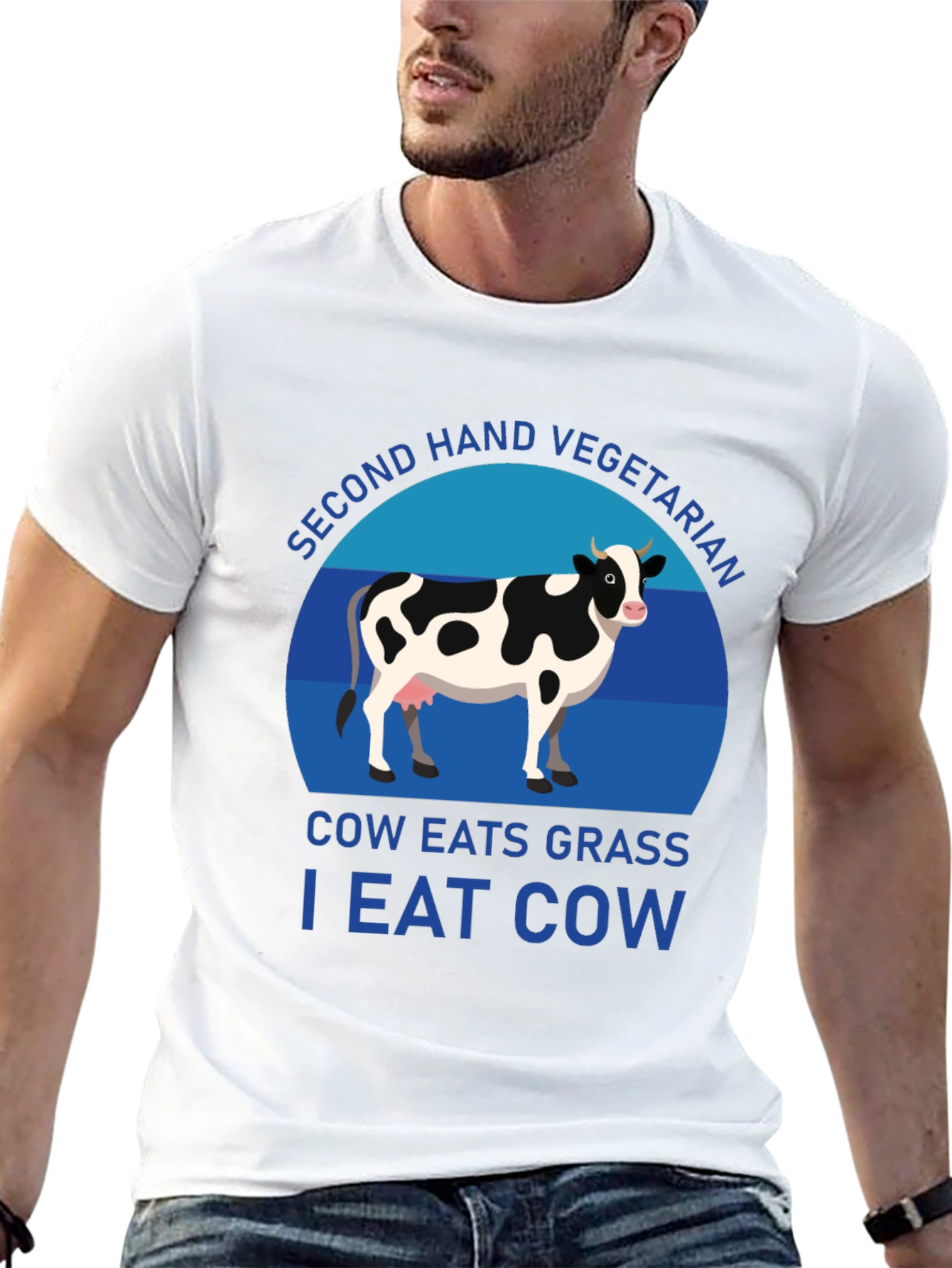 Second-Hand Vegetarian Cow Graphic T-Shirt