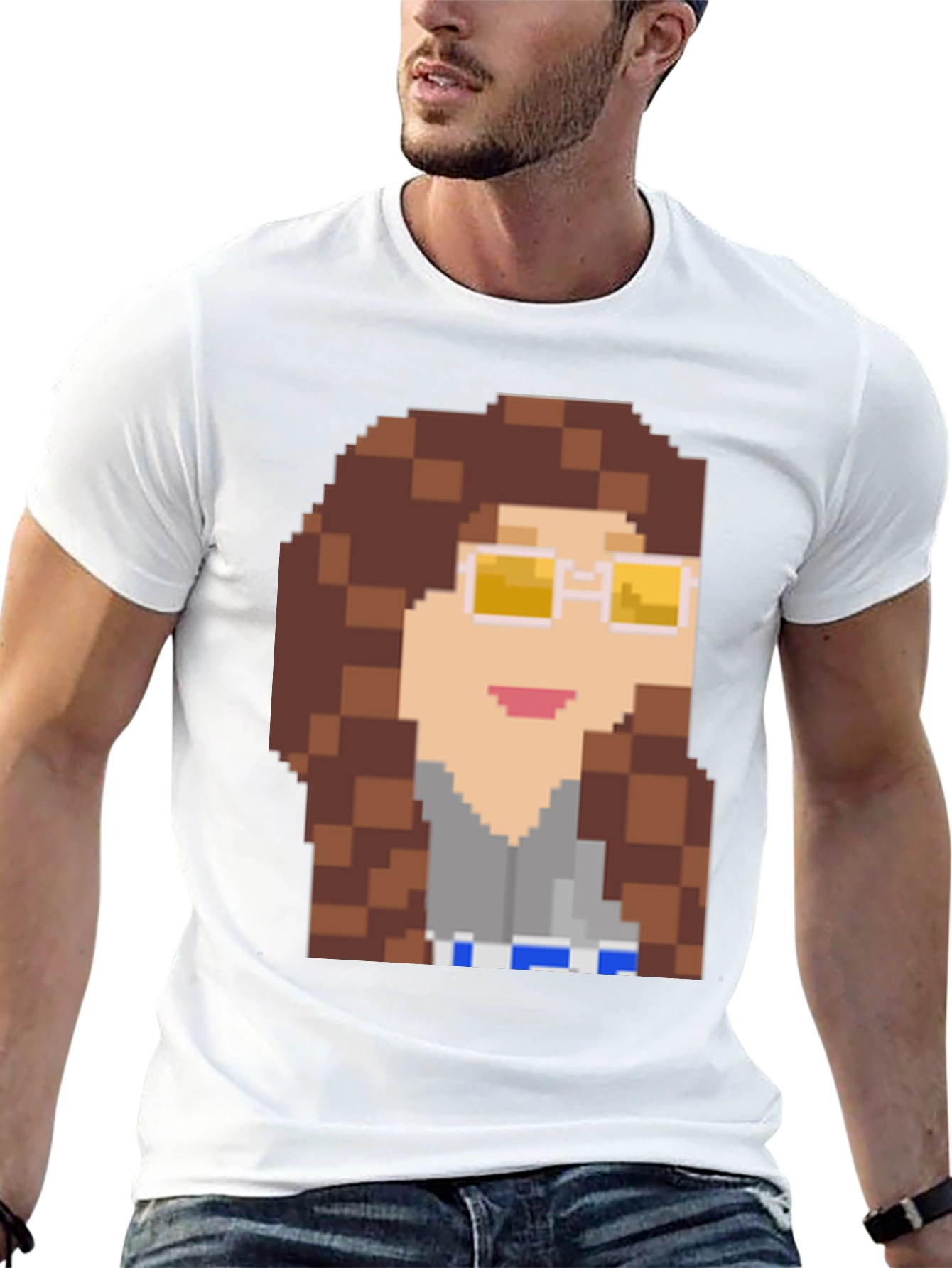 Pixelated Character Graphic T-Shirt - Retro Style