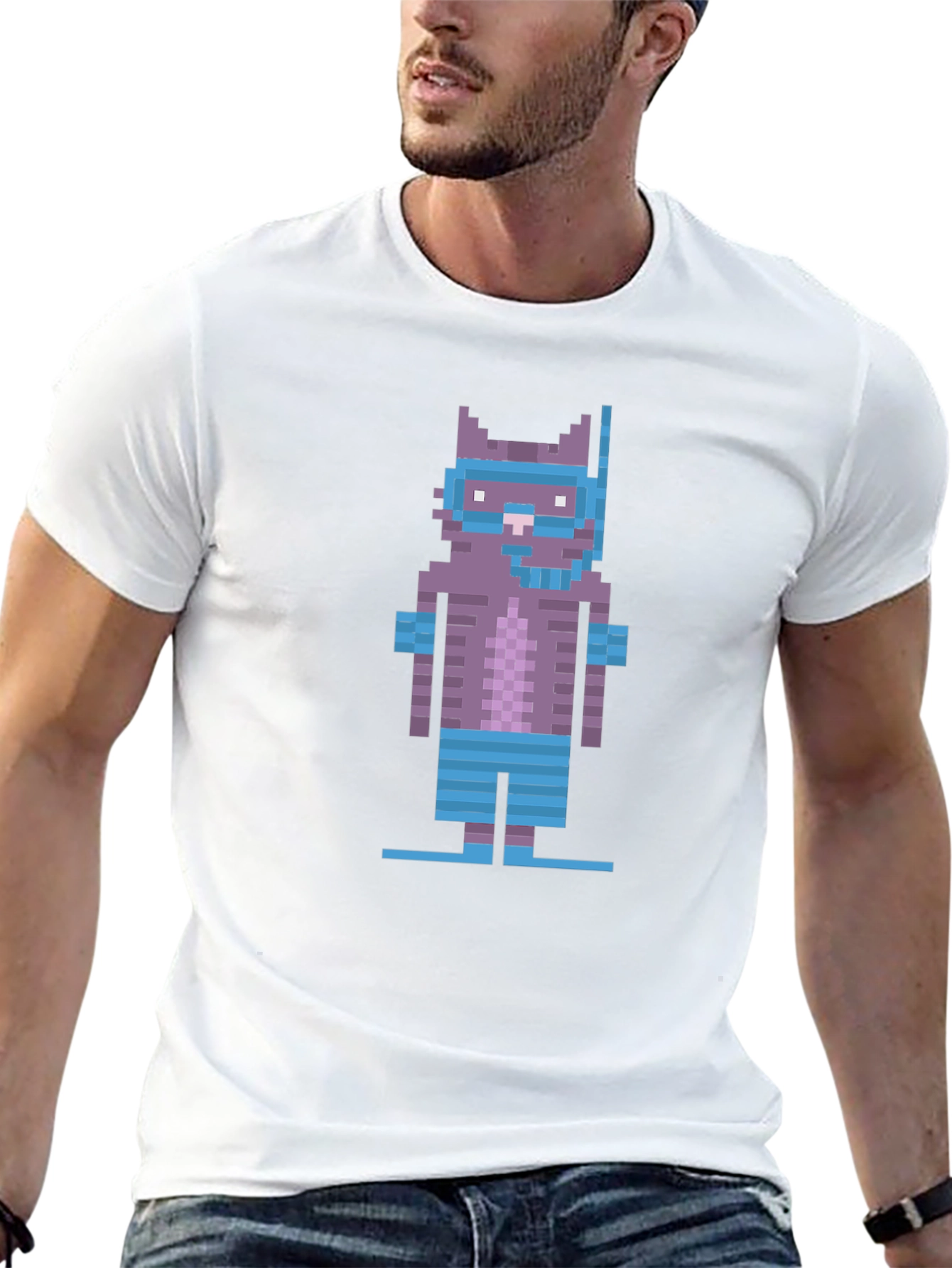Pixel Cat Snorkel T-Shirt - Retro Gaming Style