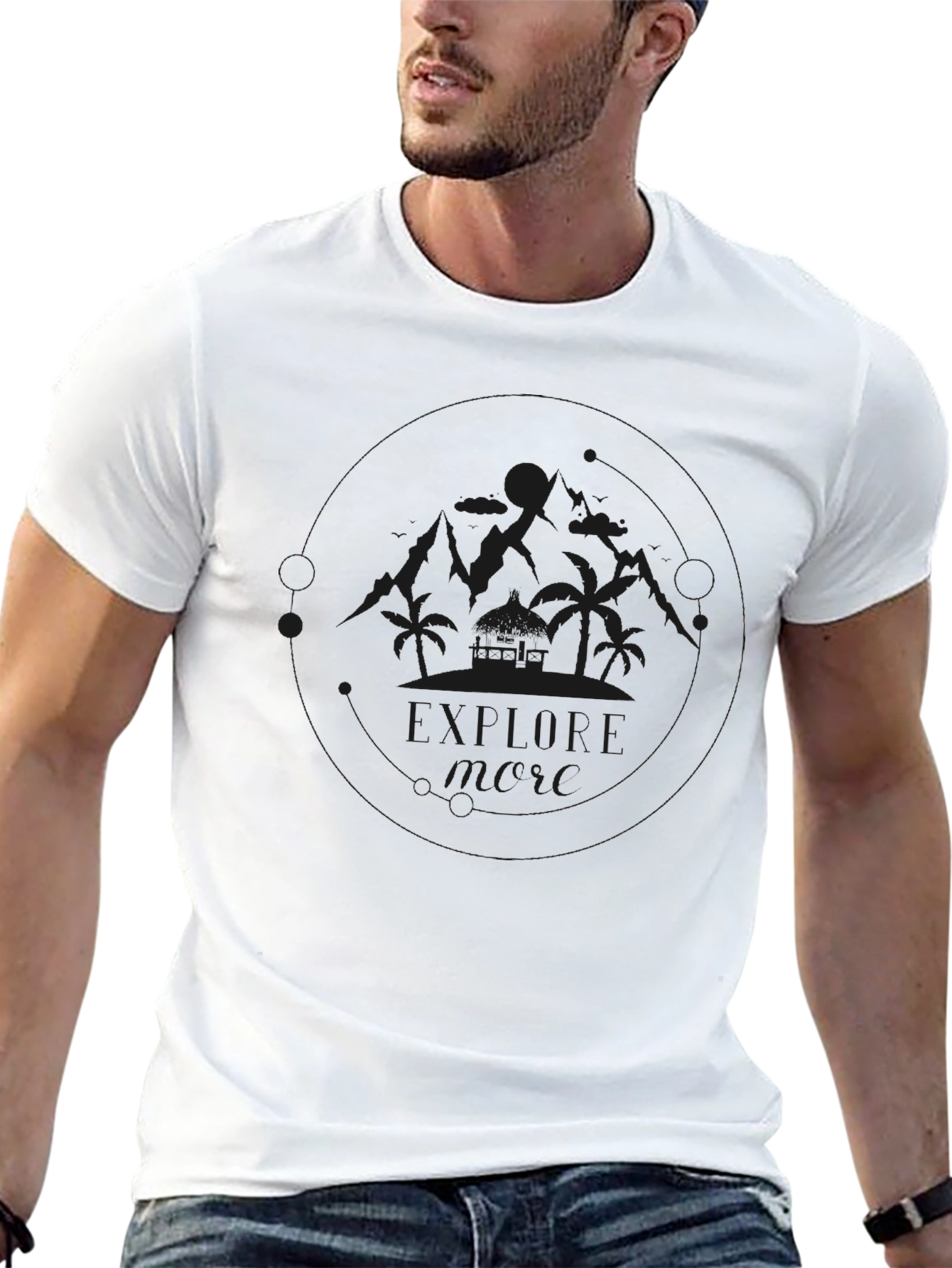 Mens Black Graphic Tee - Island Design