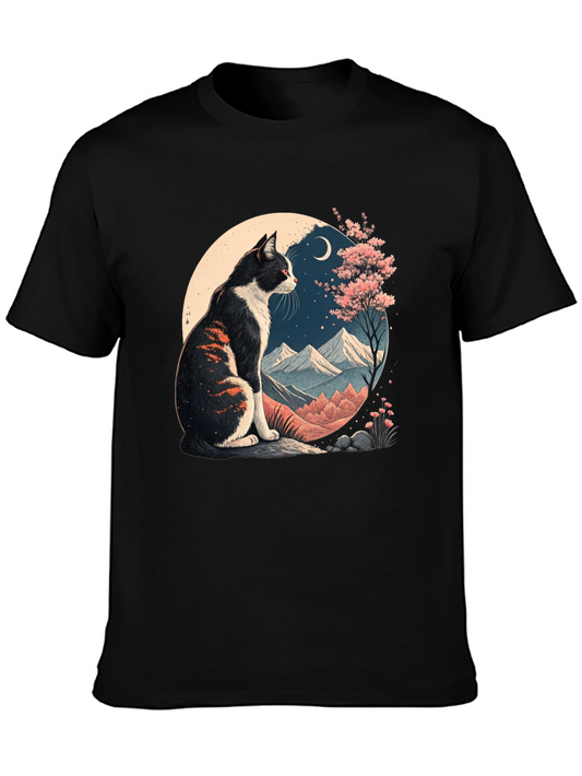 Artistic Cat Landscape Graphic Tee