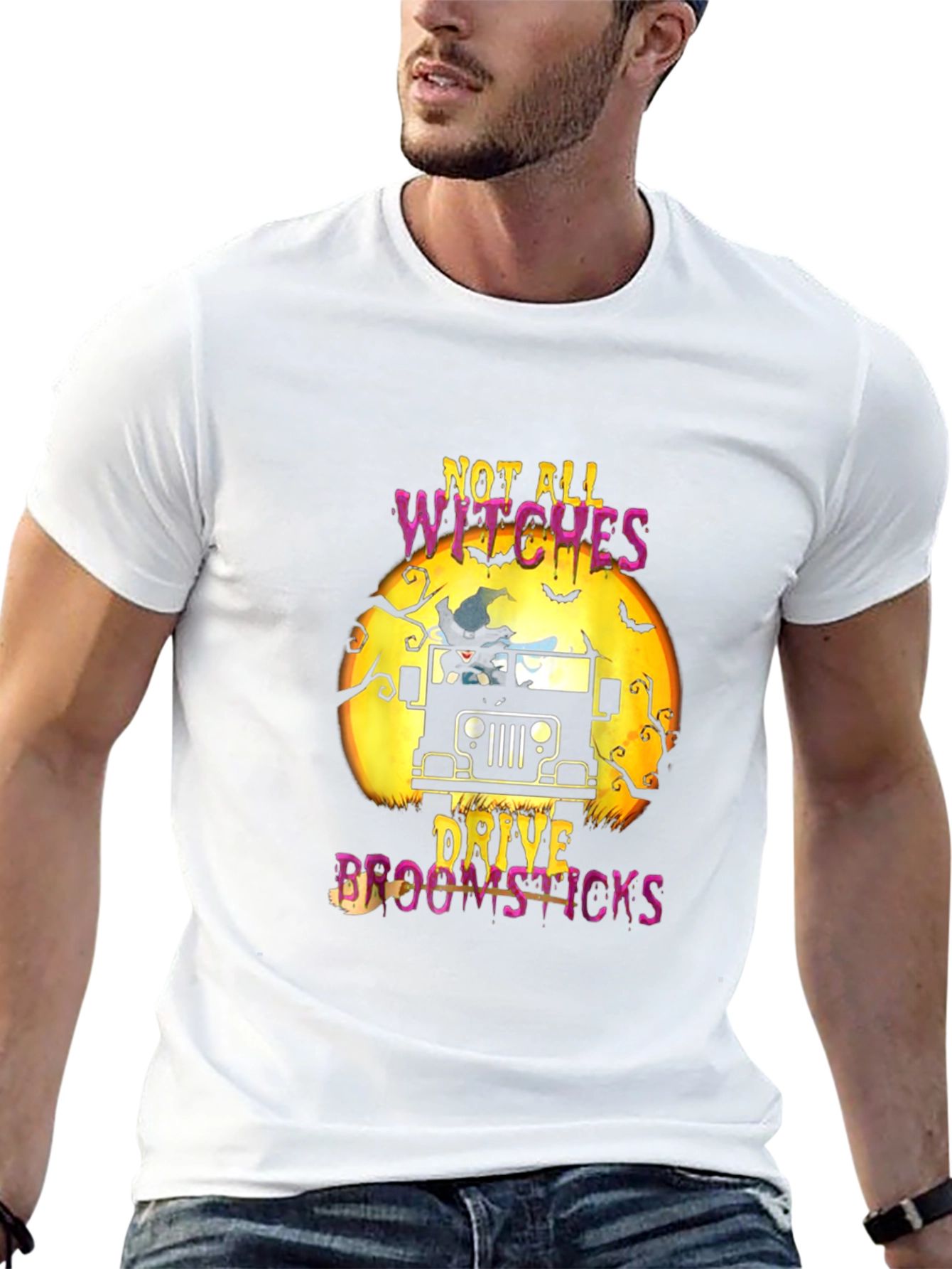 Halloween Witches Jeep Graphic T-Shirt