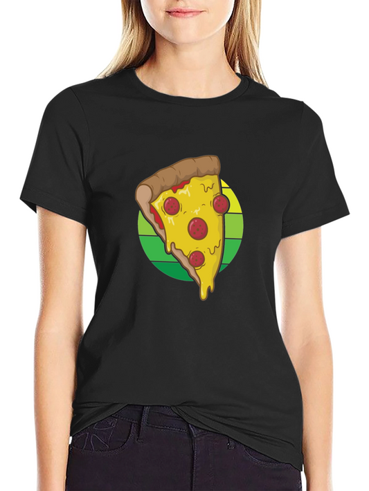 Pizza Slice Graphic Tee - Casual Black T-Shirt