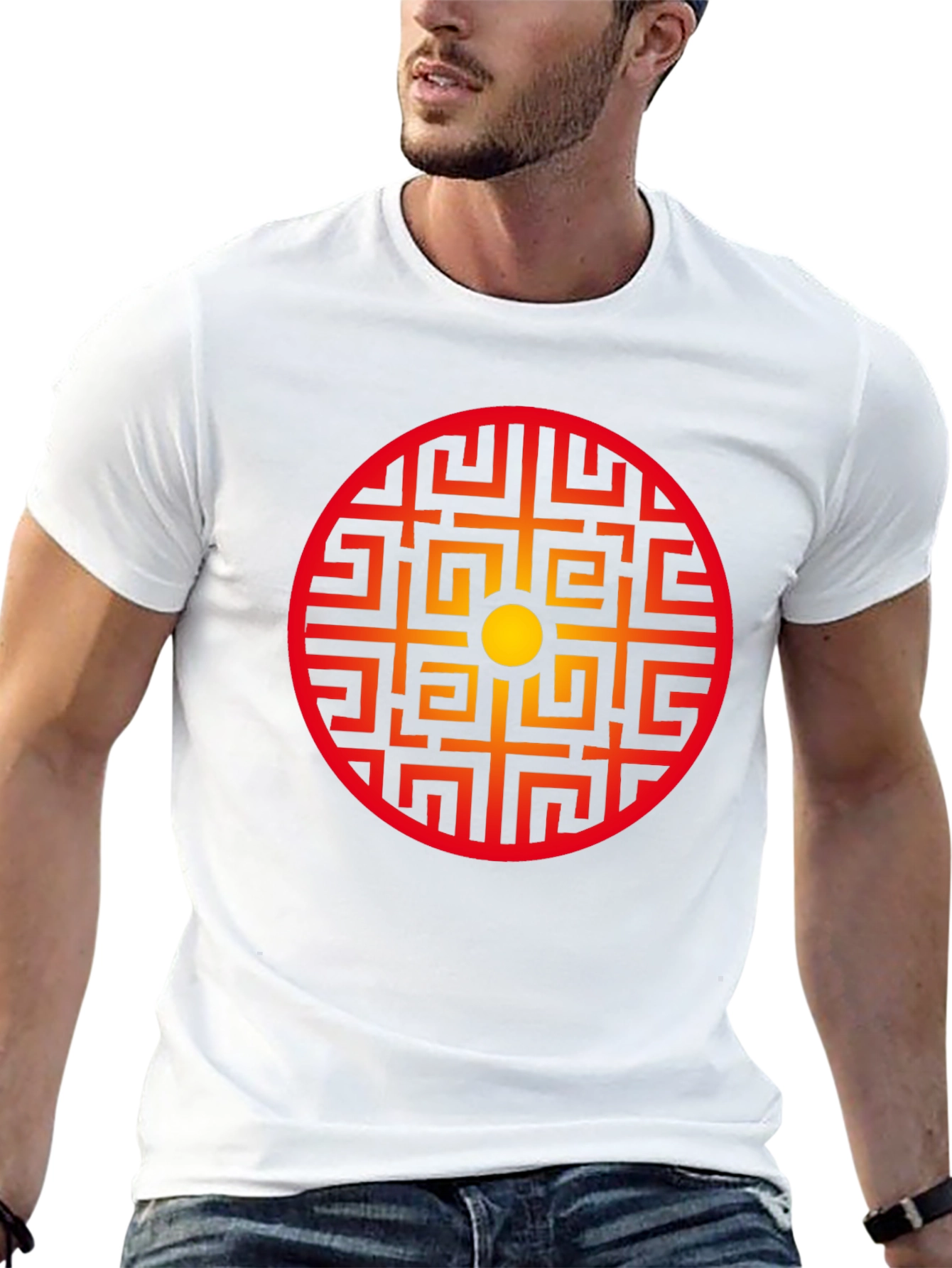 Geometric Circle Graphic Tee - Stylish Black Shirt