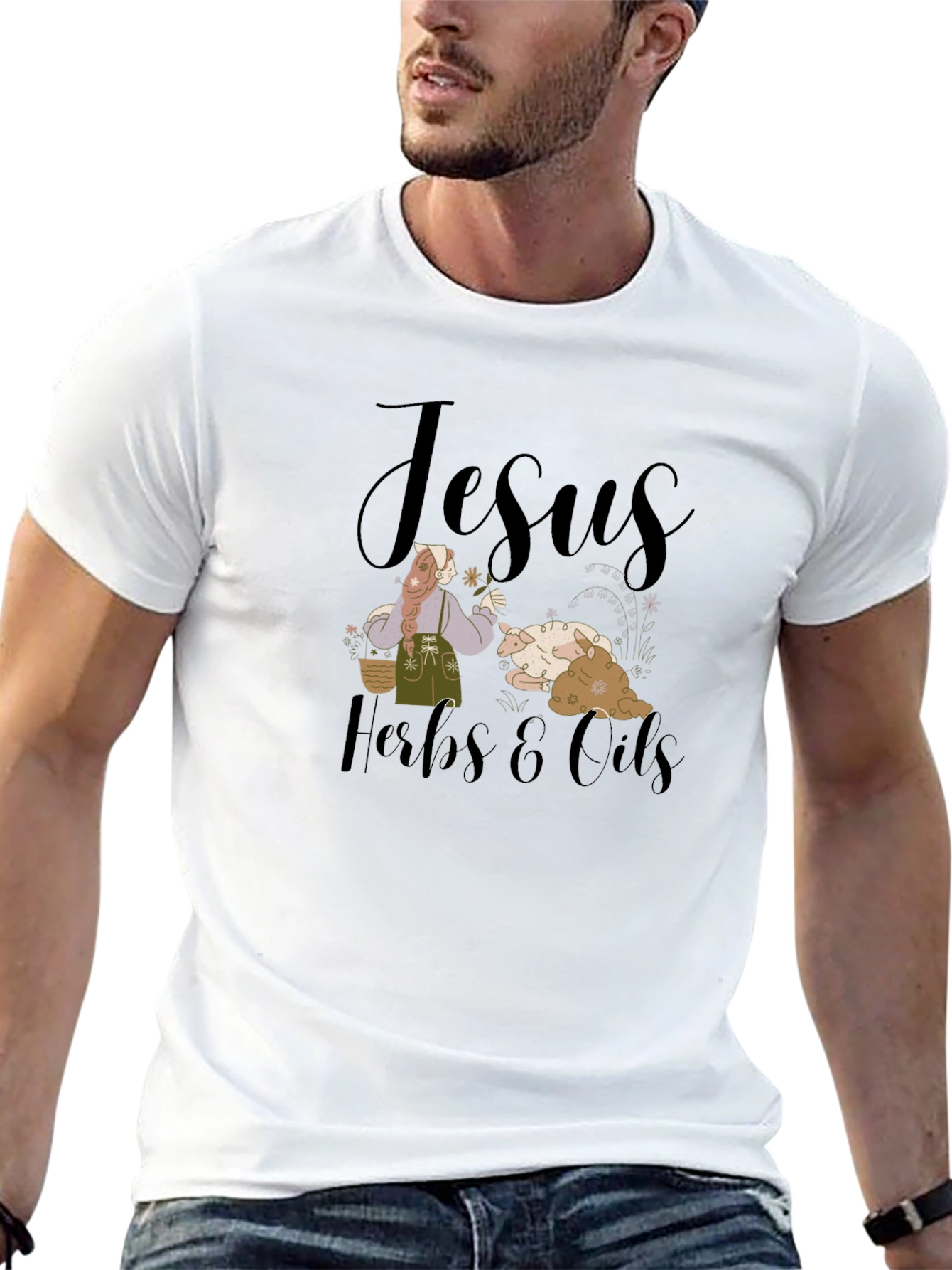 Jesus Herbs and Oils Graphic T-Shirt