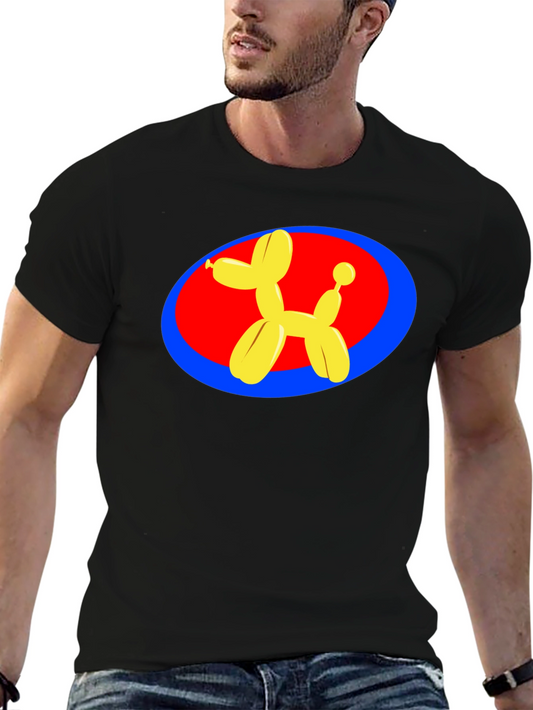 Balloon Dog Graphic Tee - Black Cotton T-Shirt