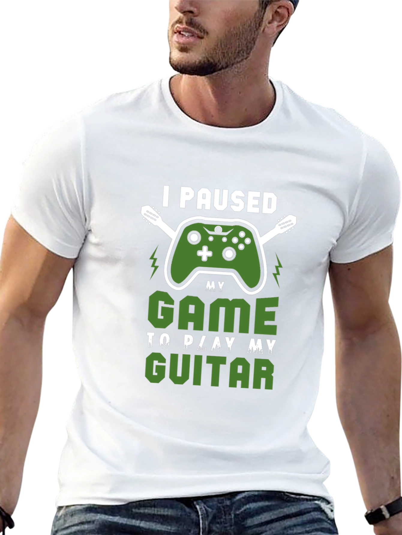 Gamer Guitarist T-Shirt - Paused My Game Graphic Tee