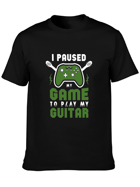 Gamer Guitarist T-Shirt - Paused My Game Graphic Tee