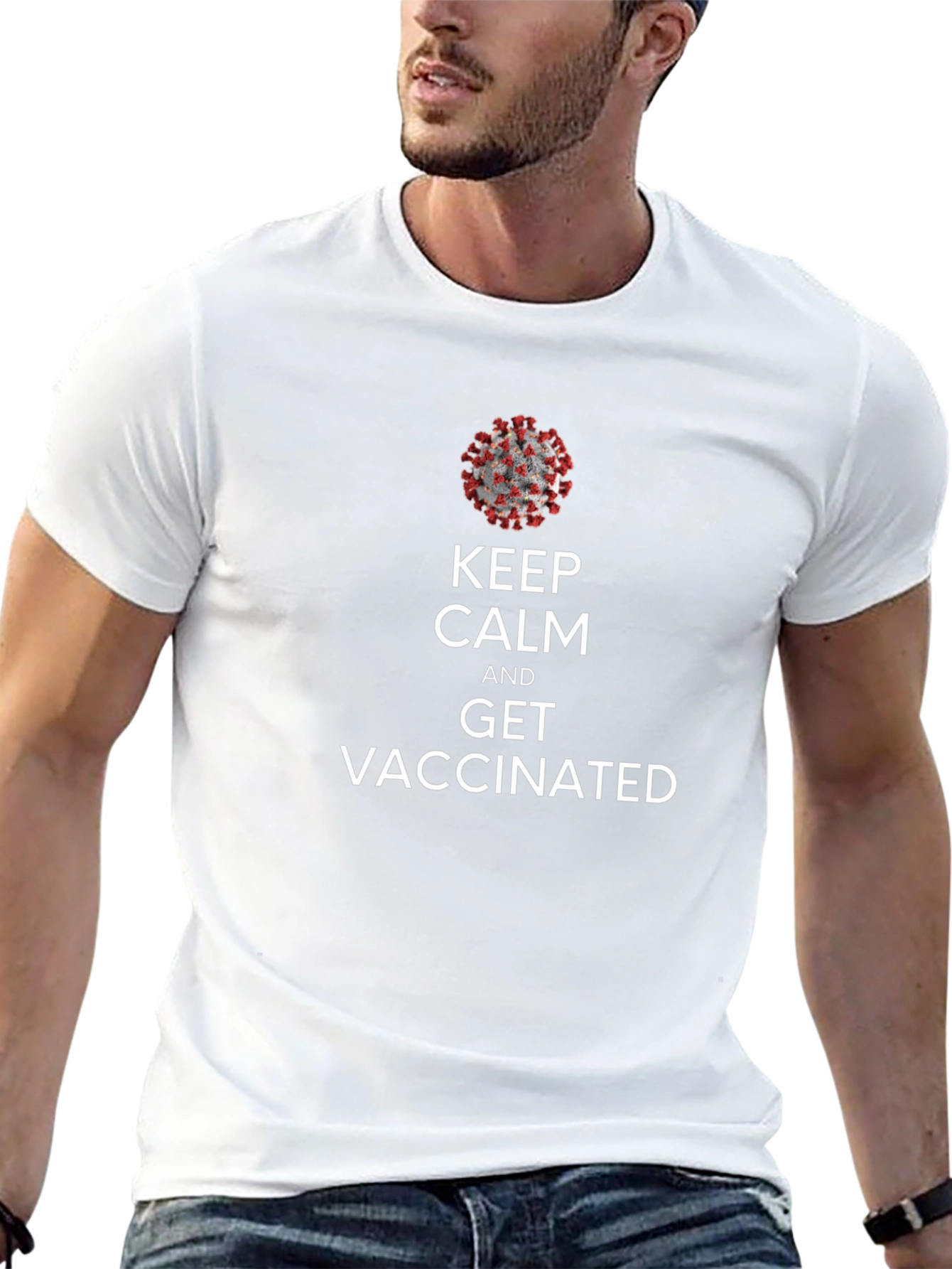 Keep Calm Get Vaccinated Black T-Shirt