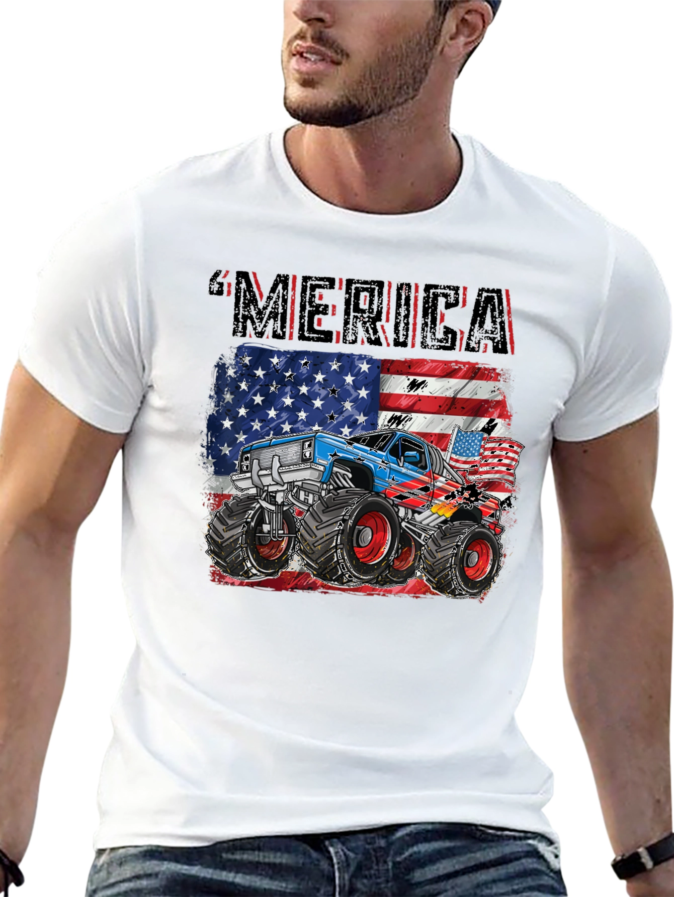 Patriotic Monster Truck Merica T-Shirt