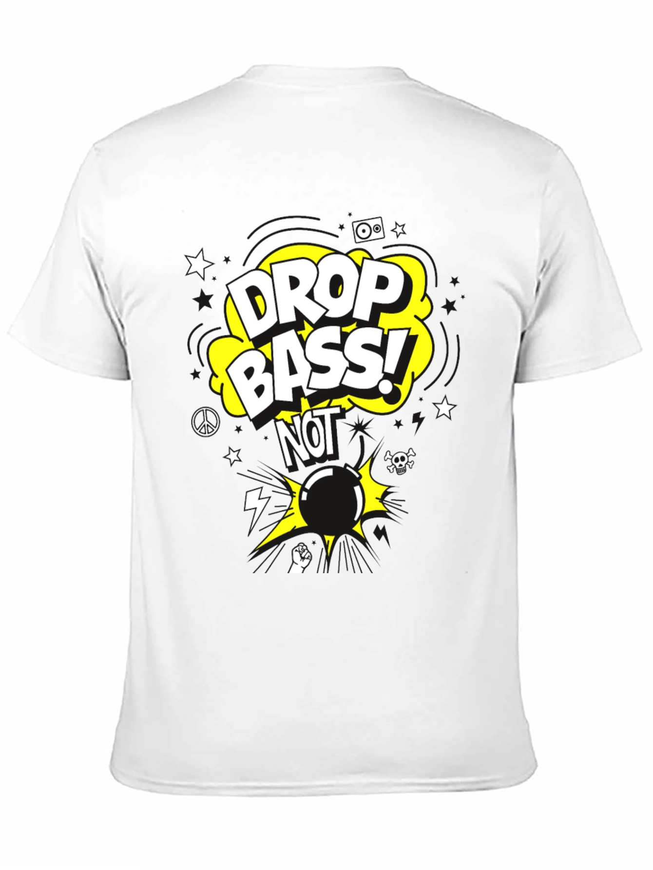 Drop Bass NOT Bomb Graphic Black T-Shirt