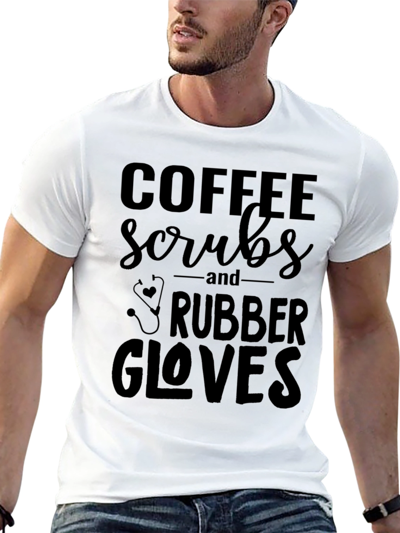 Coffee Scrubs Rubber Gloves Graphic Tee - Nurse T-Shirt