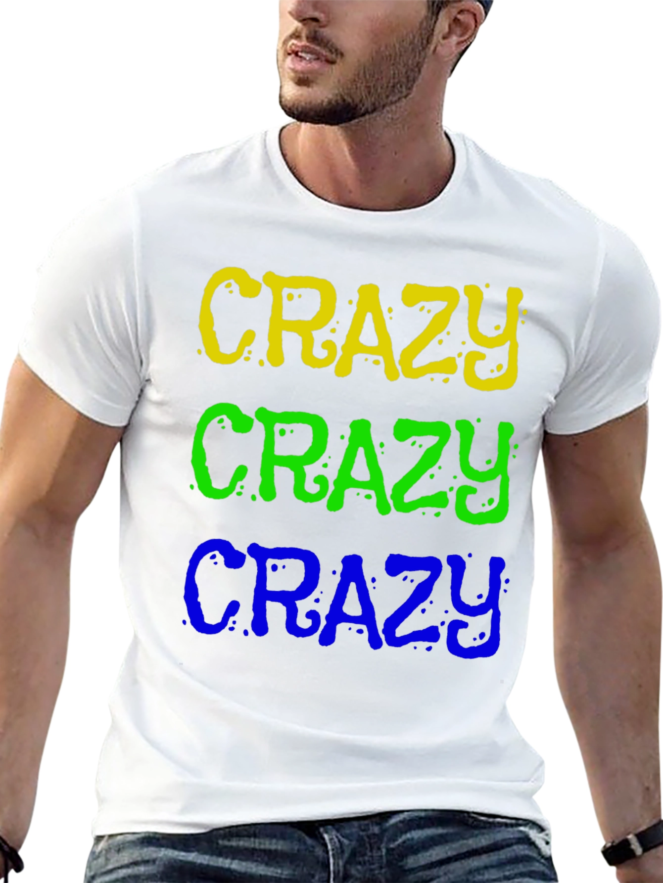 Crazy Stacked Text Graphic T-Shirt