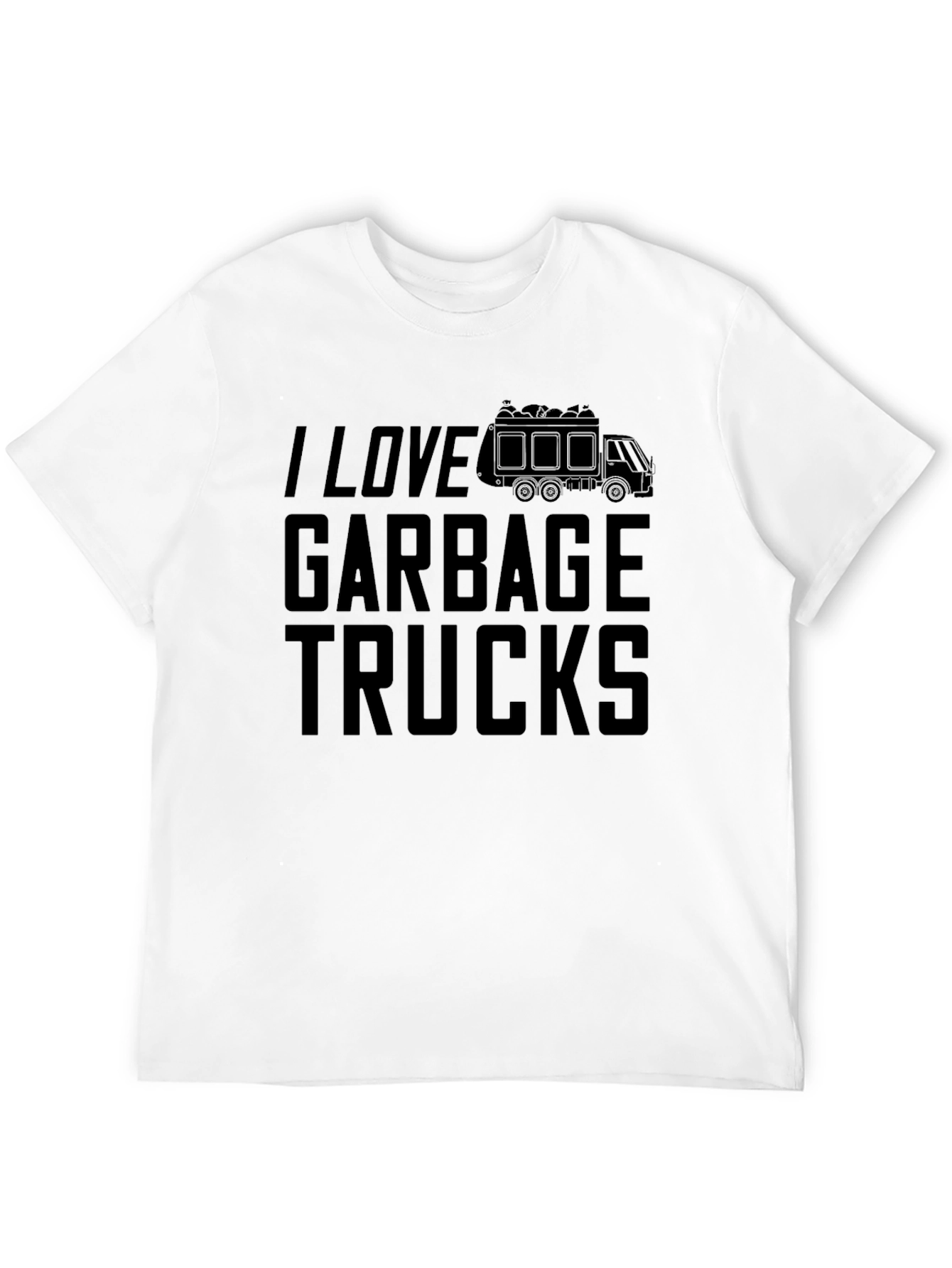 I Love Garbage Trucks Black T-Shirt