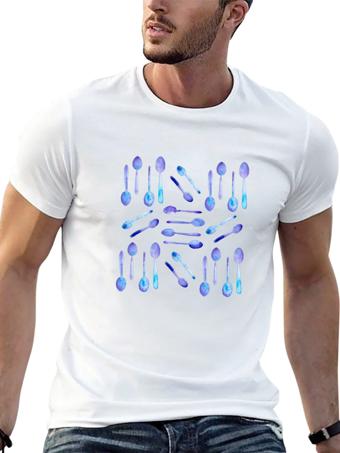 Spoon Pattern Black T-Shirt