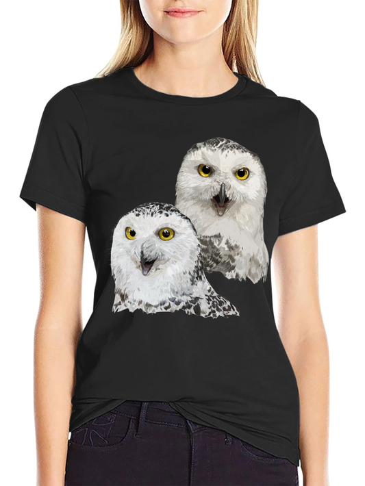 Owl Graphic Tee - Black Cotton T-Shirt