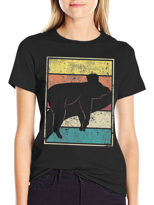 Retro Koala Bear Graphic Tee - Soft Black Cotton Blend