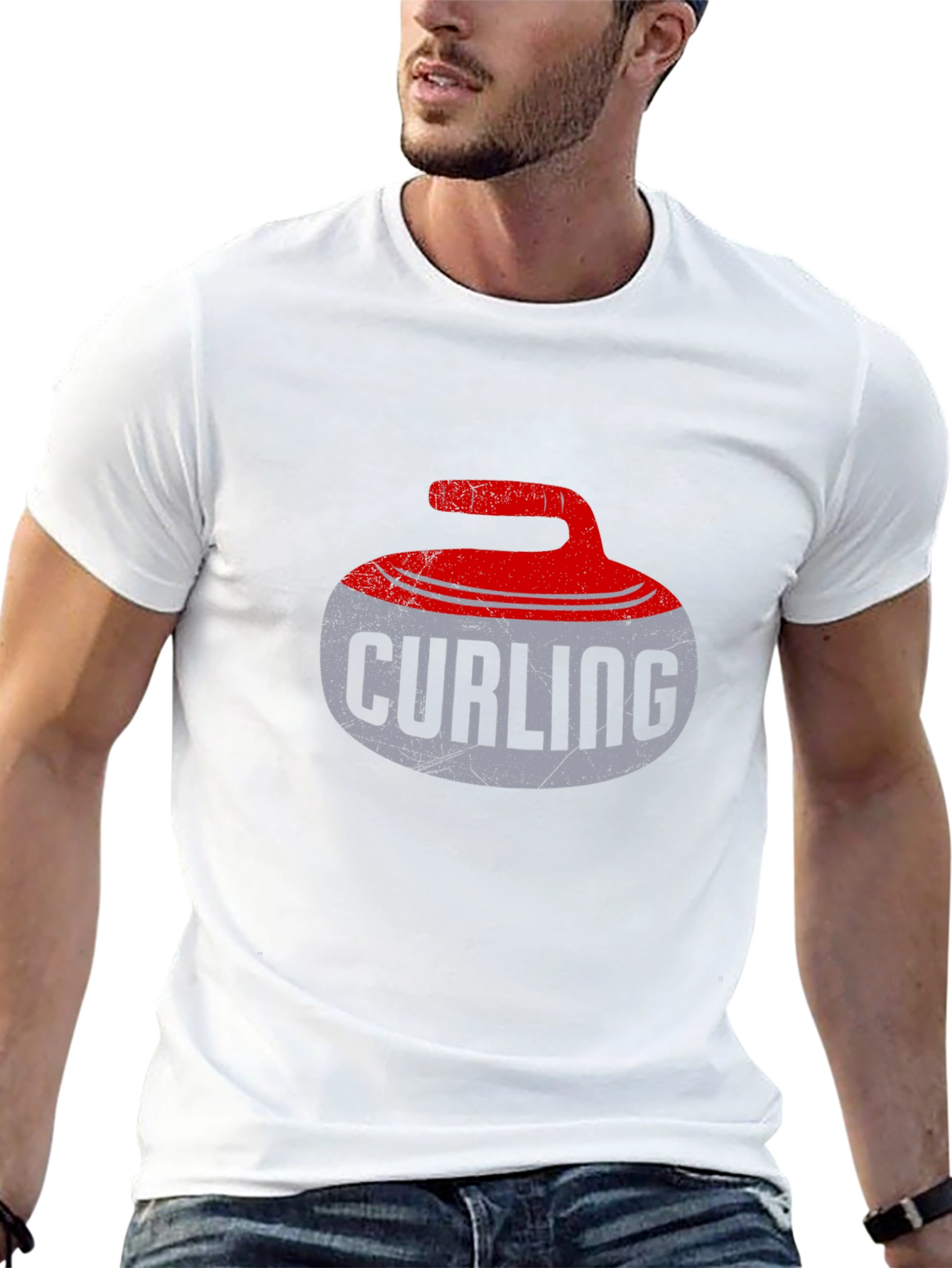 Curling Stone Graphic Tee - Sporty Casual Style