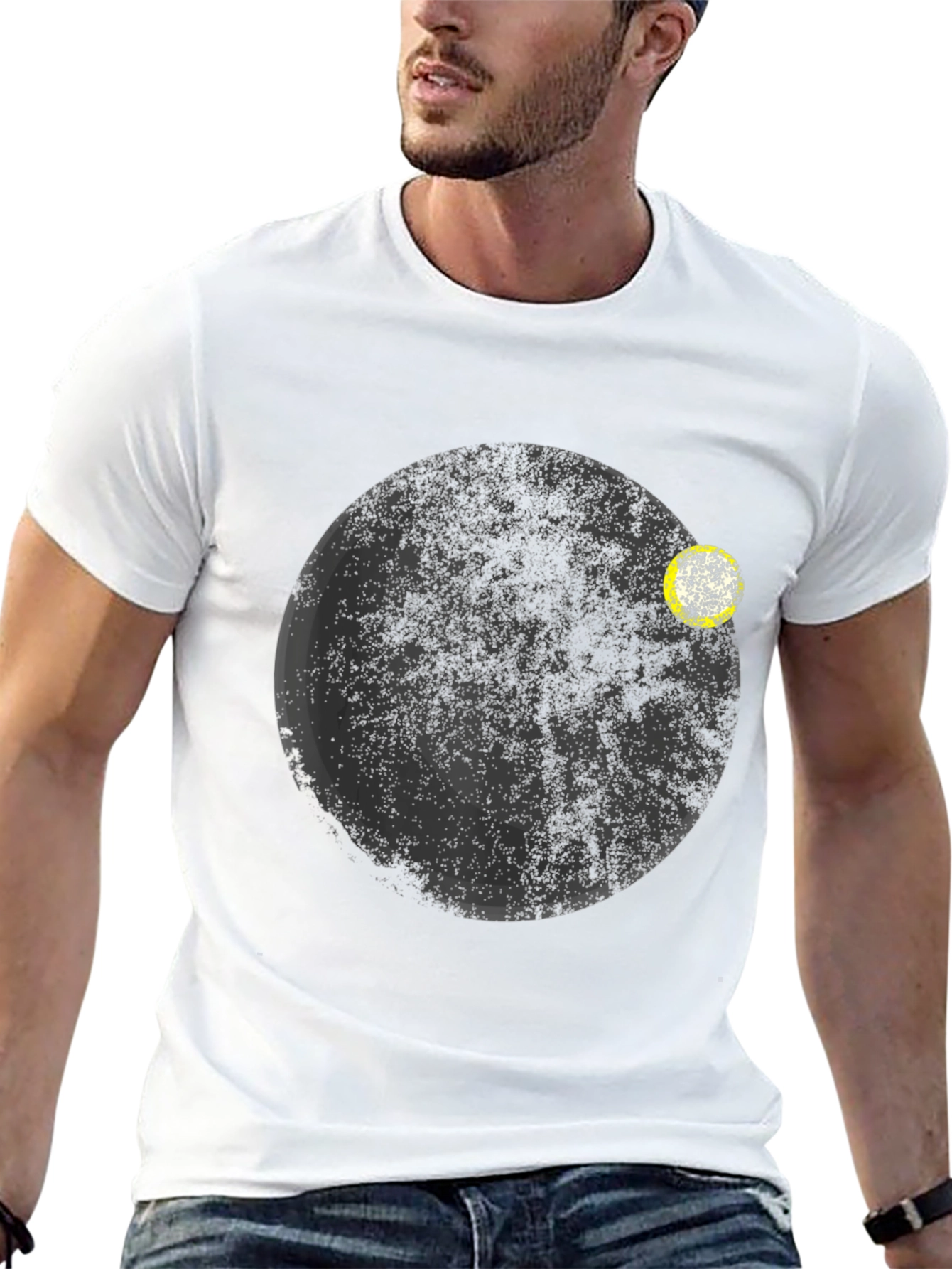 Minimalist Planet Graphic Black T-Shirt
