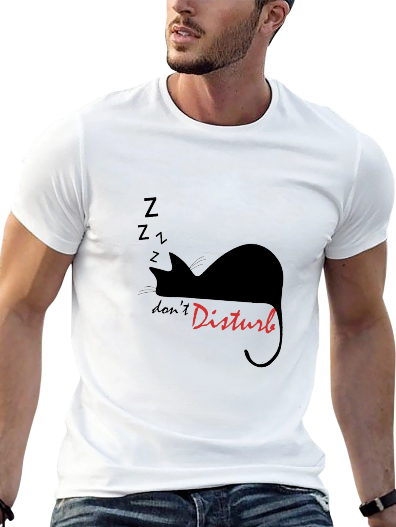 Dont Disturb Cat Nap Graphic T-Shirt - Black
