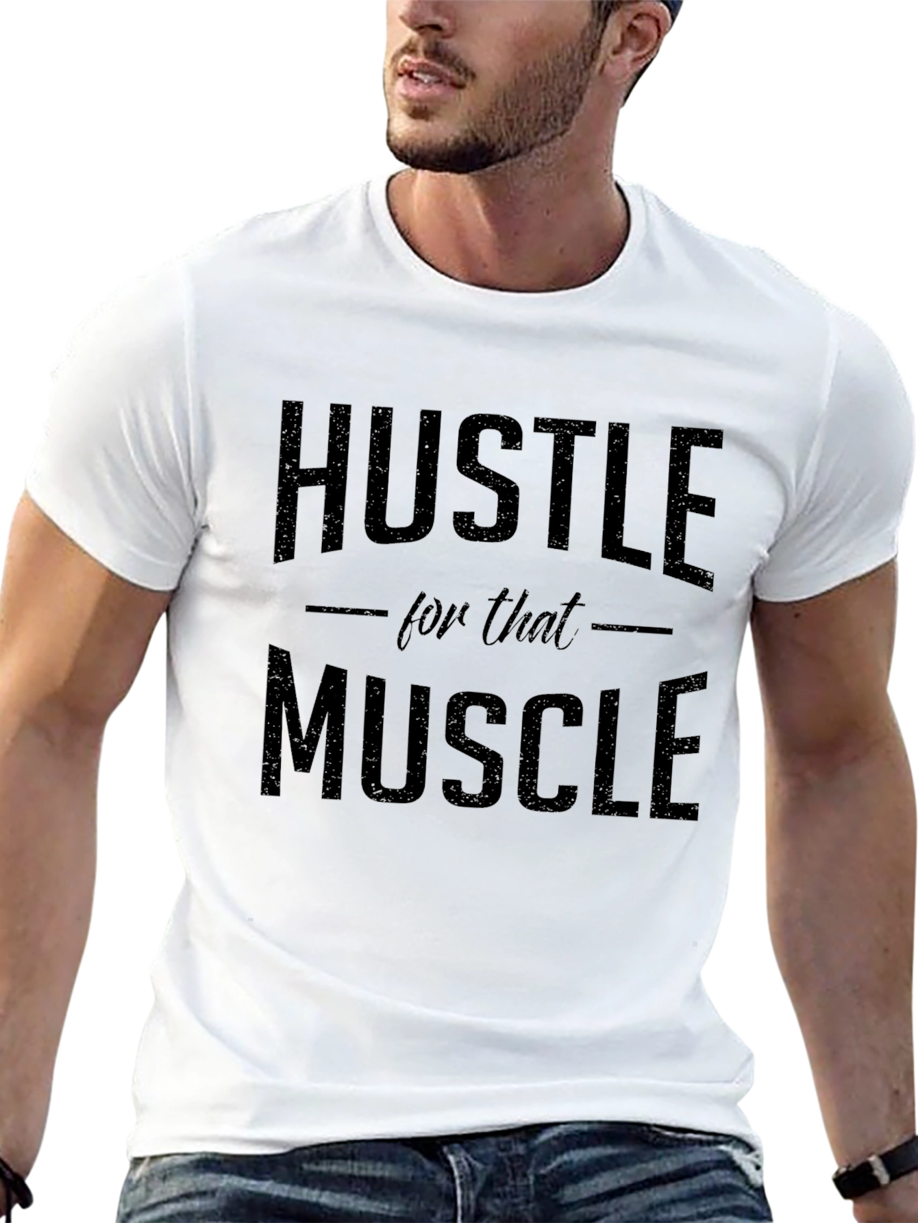 Hustle for That Muscle Black Graphic T-Shirt