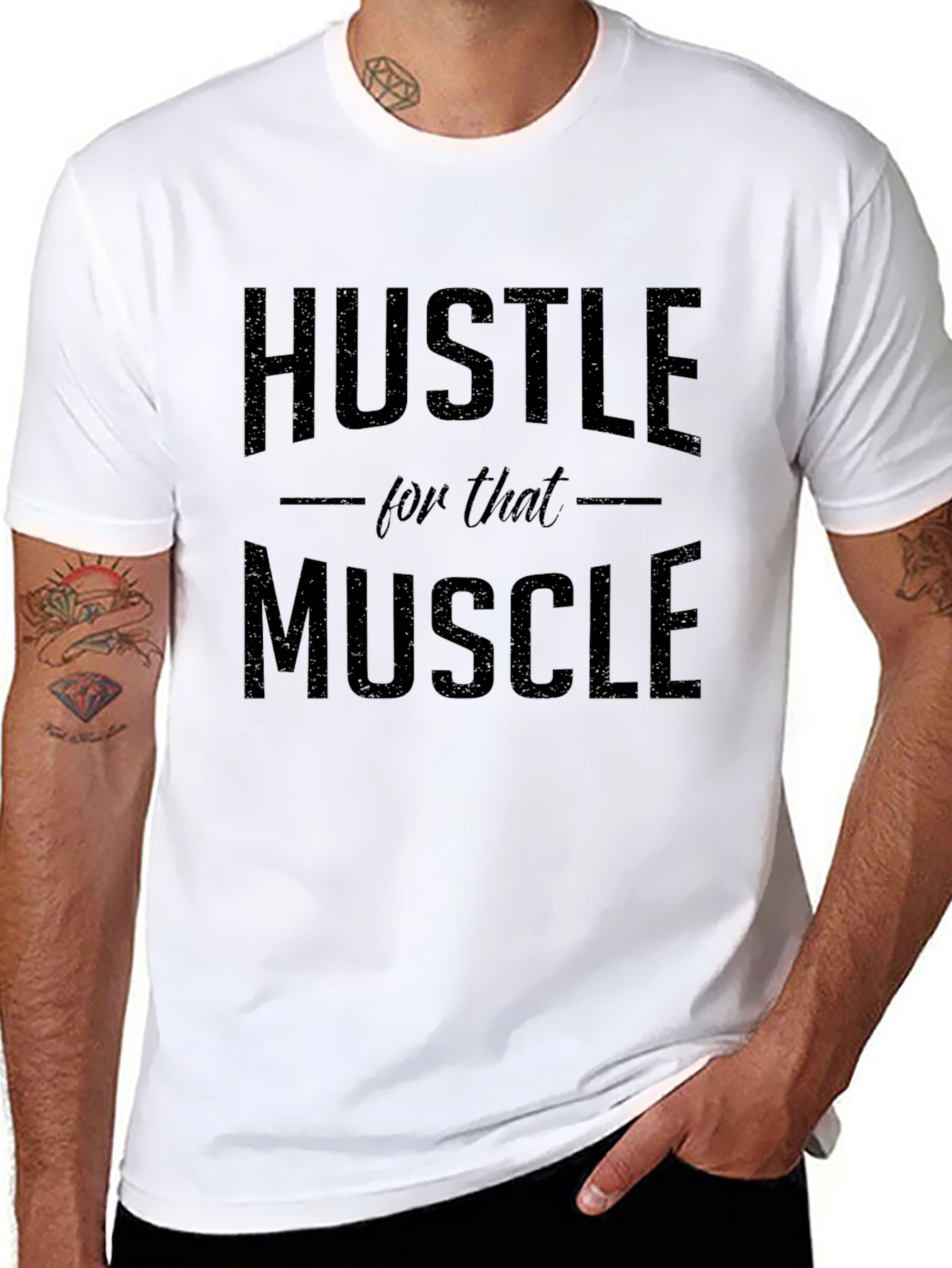 Hustle for That Muscle Black Graphic T-Shirt