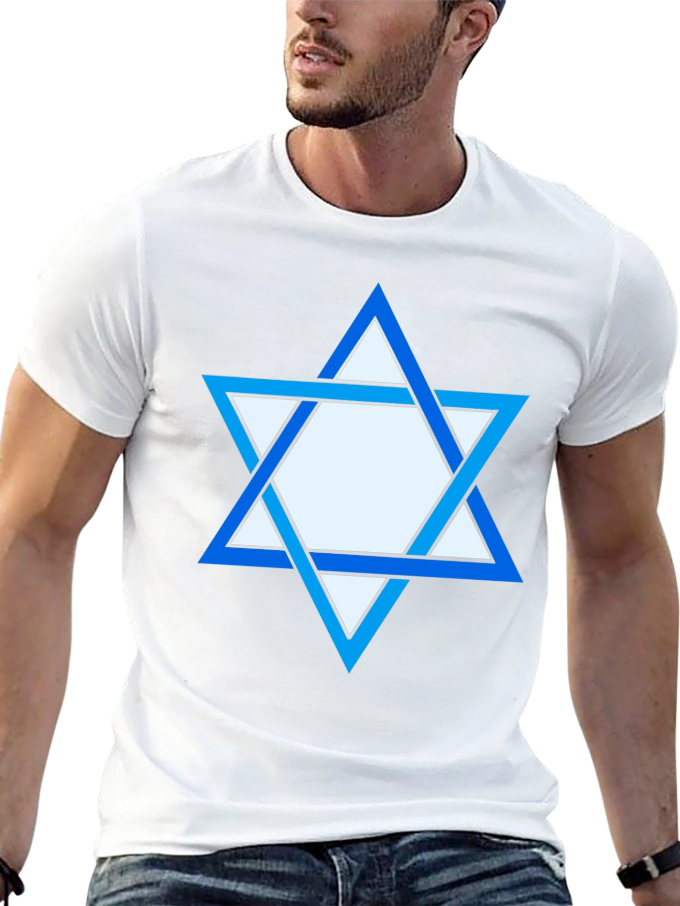 Star of David Graphic Print Tee - Black