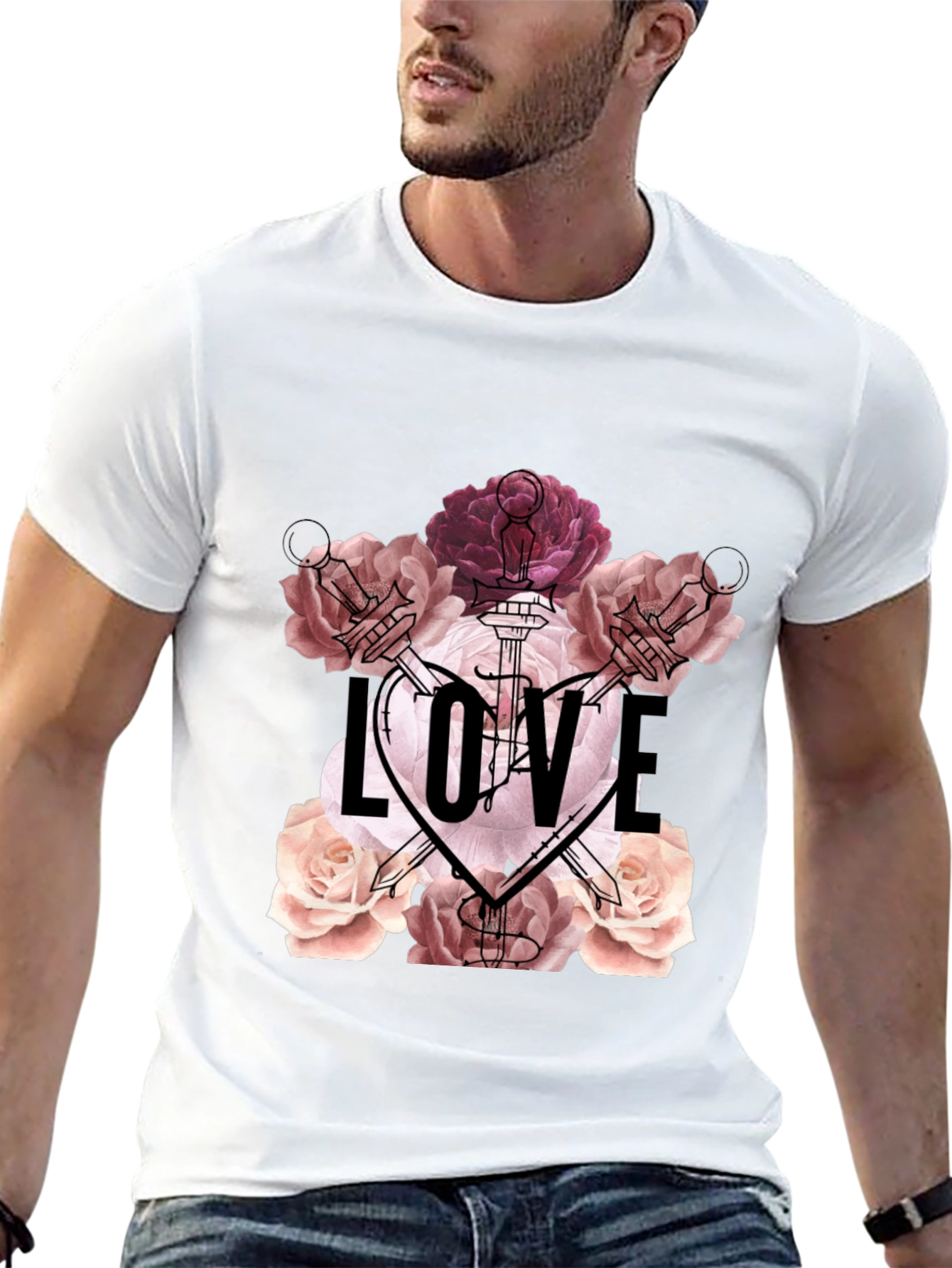 Floral Love T-Shirt - Romantic Graphic Tee